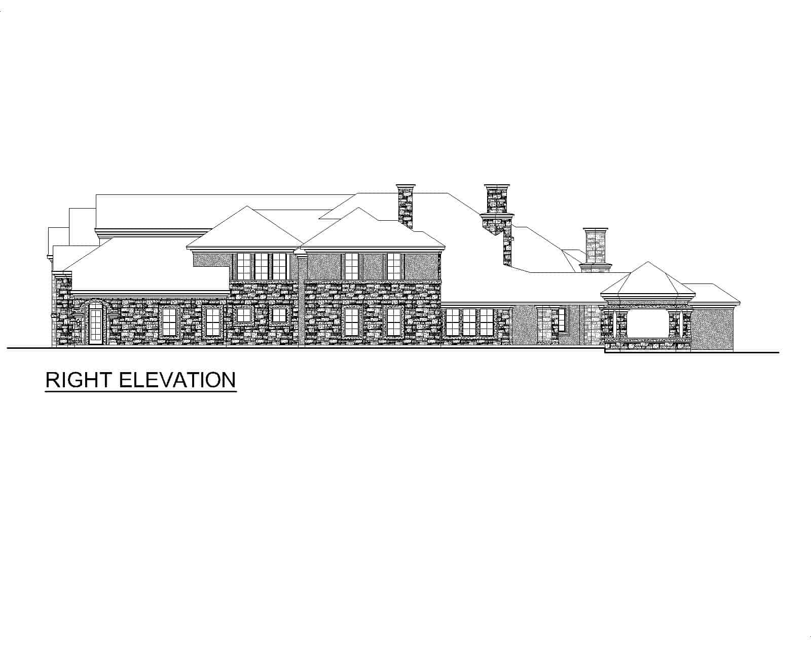 Home Plan Right Elevation of this 5-Bedroom,8194 Sq Ft Plan -195-1331