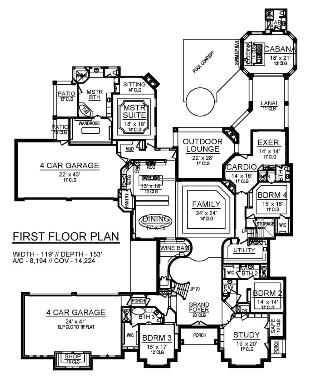 Main Level of Traditional Plan #195-1331