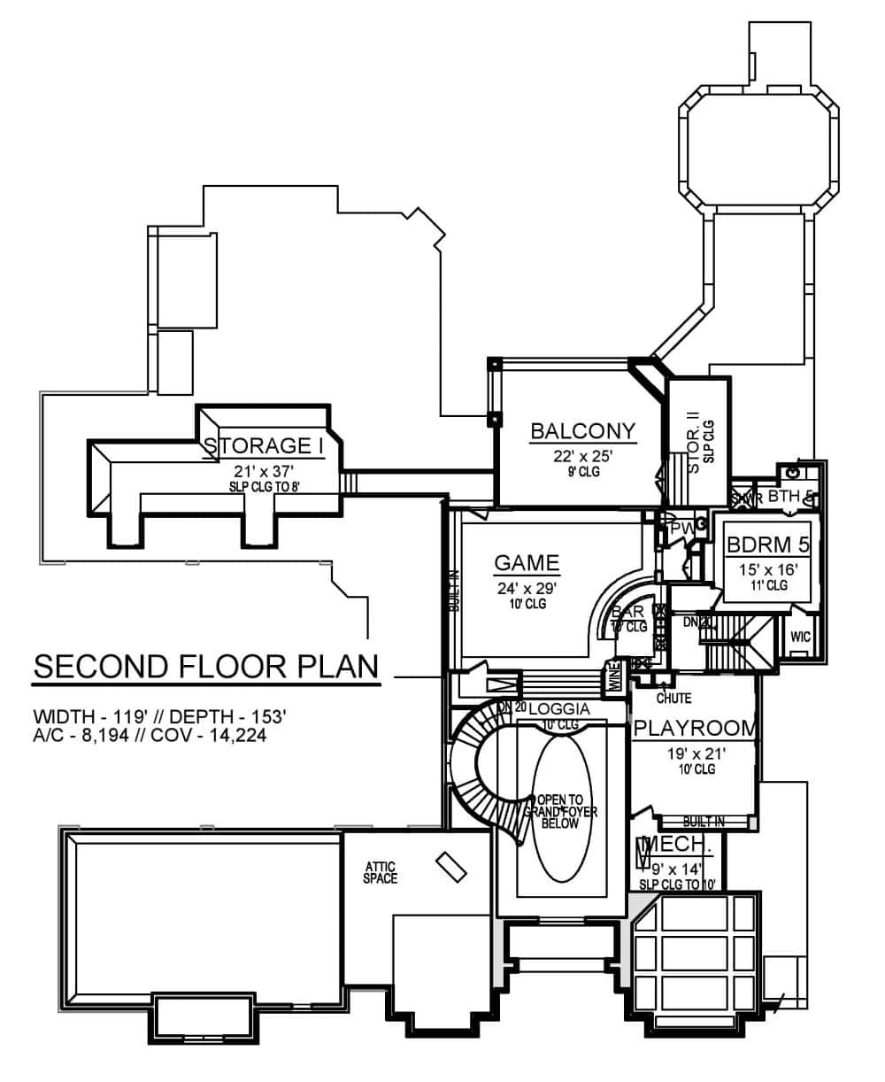 Upper Level of Traditional Plan #195-1331