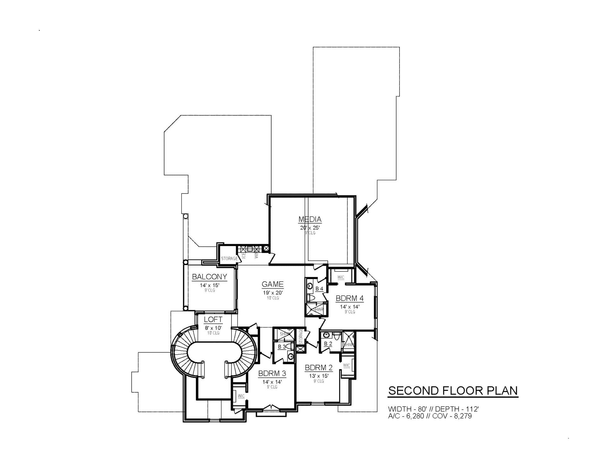 Upper Level of Tudor Plan #195-1332