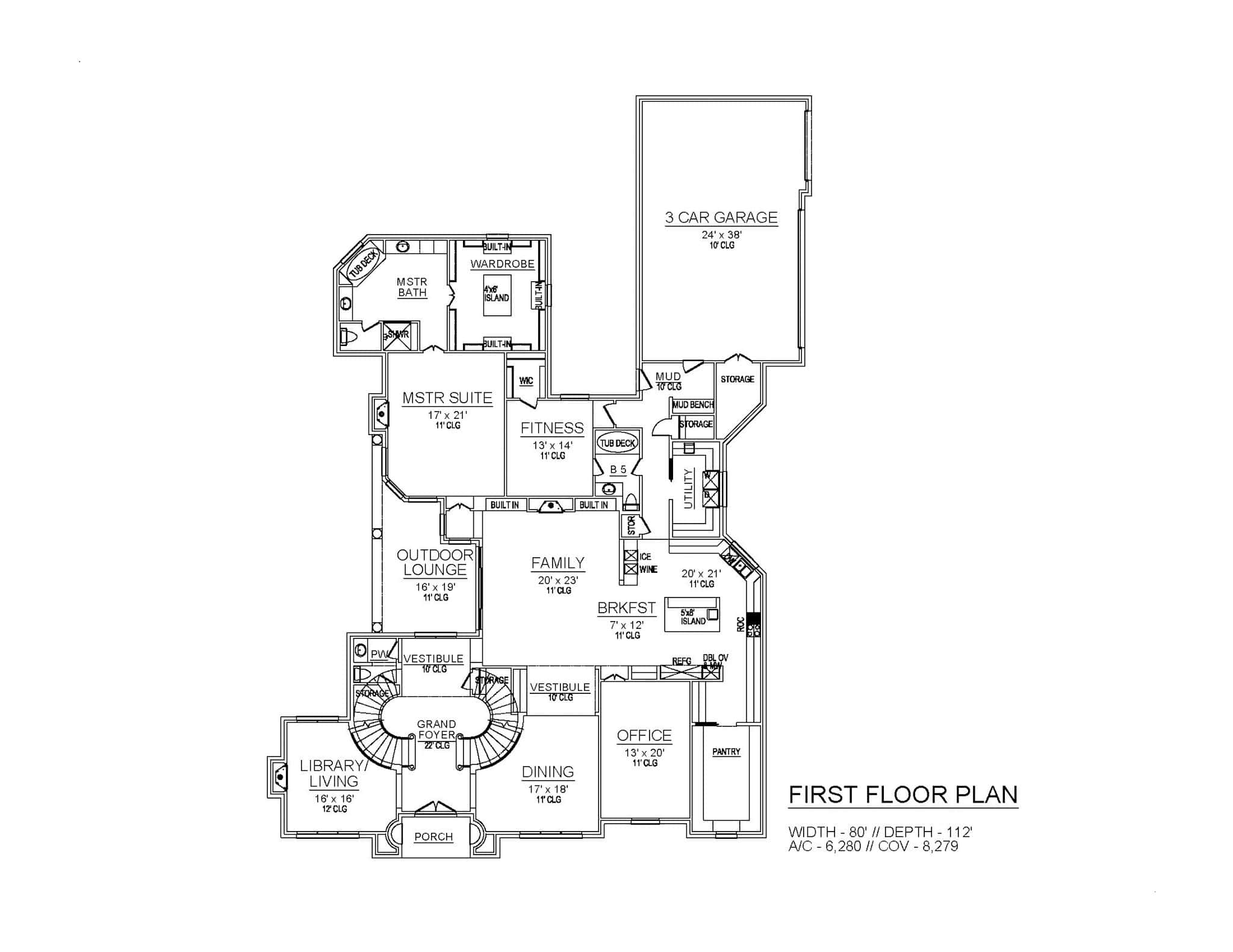 Main Level of Tudor Plan #195-1332