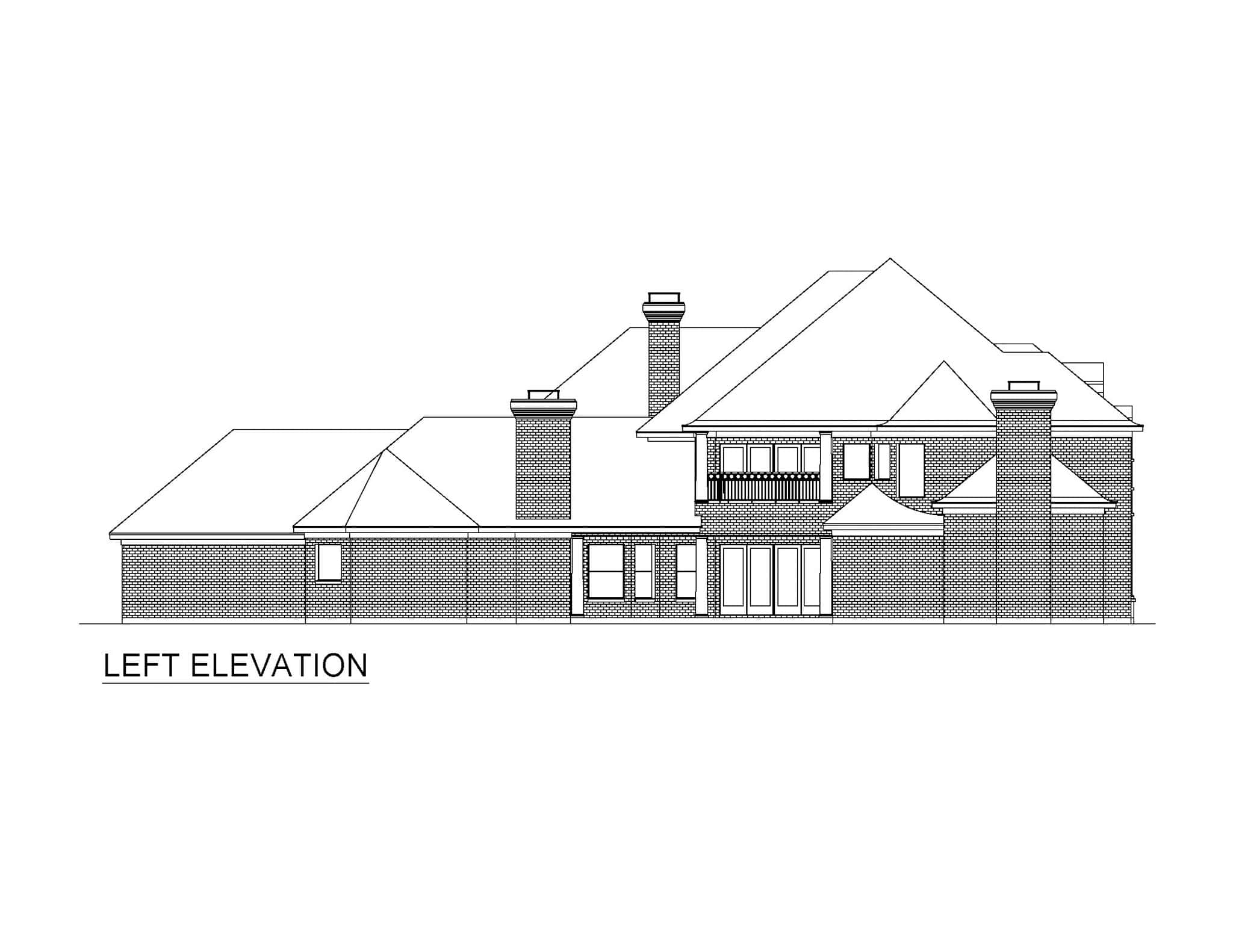 Home Plan Left Elevation of this 4-Bedroom,6280 Sq Ft Plan -195-1332