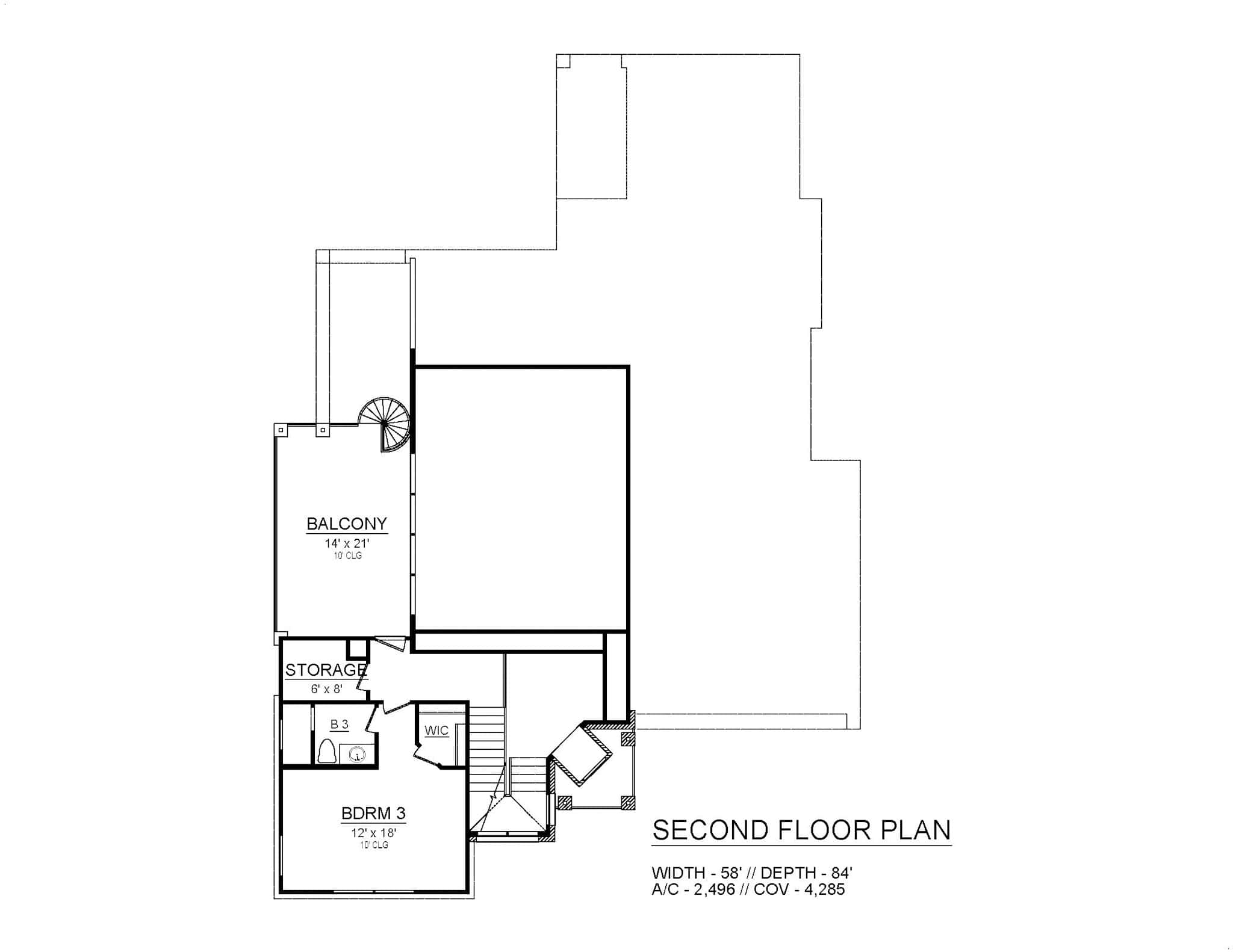 Upper Level of Modern Farmhouse Plan #195-1333