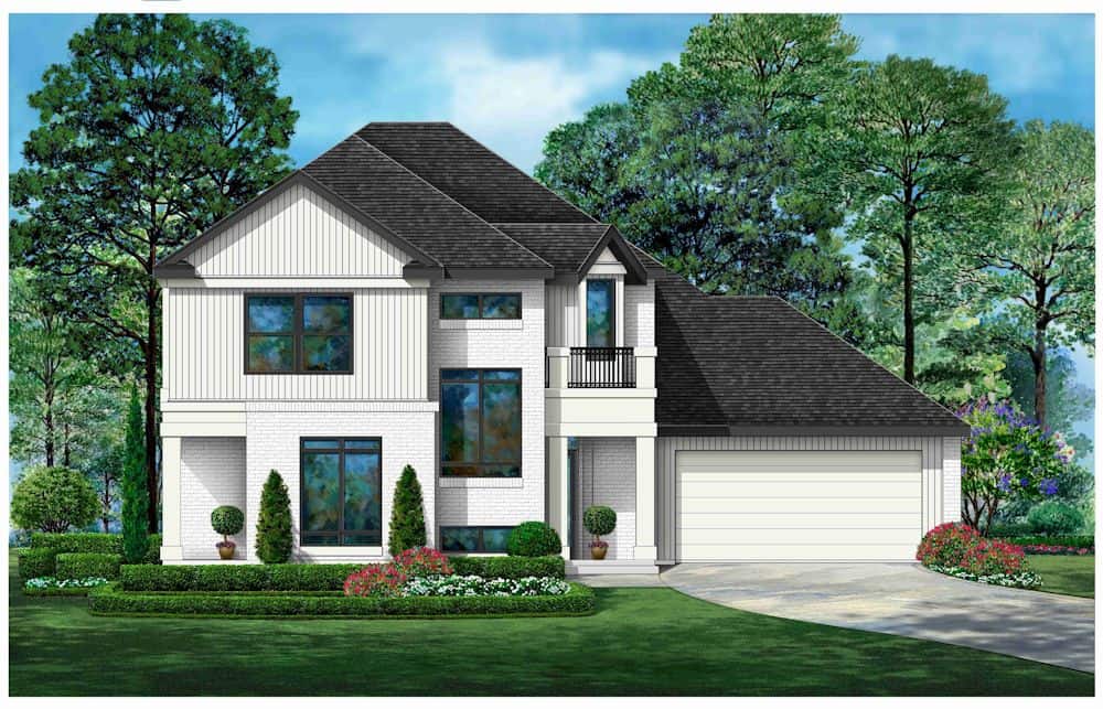 Front elevation of Modern Farmhouse home (ThePlanCollection: House Plan #195-1333)