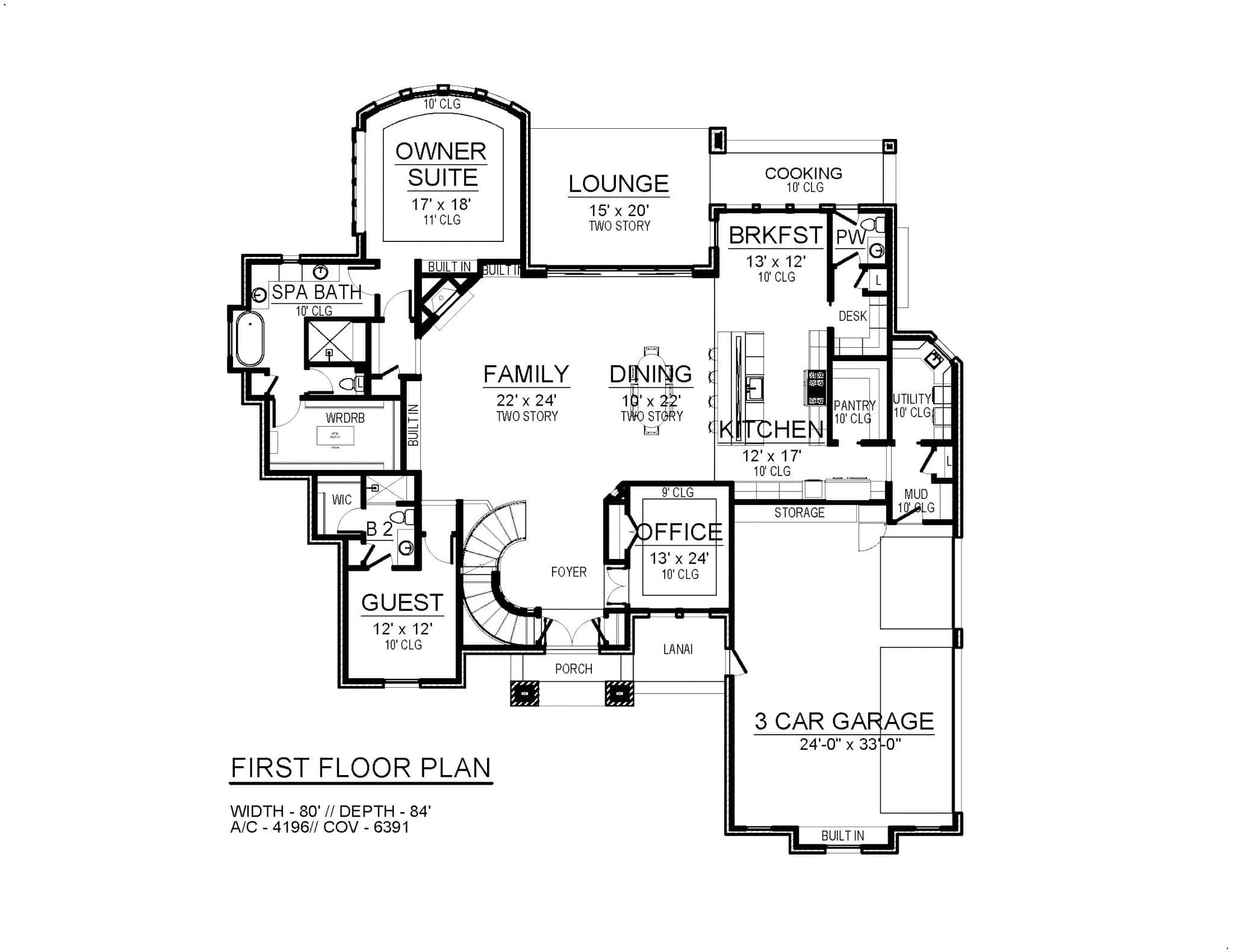 Main Level of Contemporary Plan #195-1335