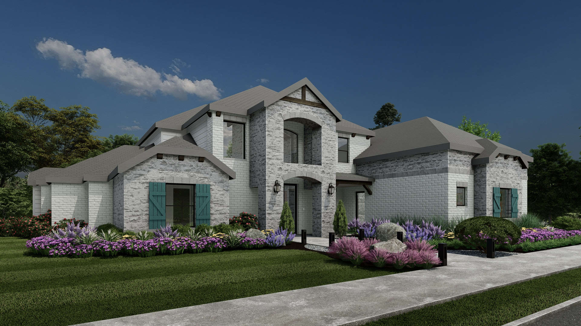 Front elevation of Contemporary home (ThePlanCollection: House Plan #195-1335)