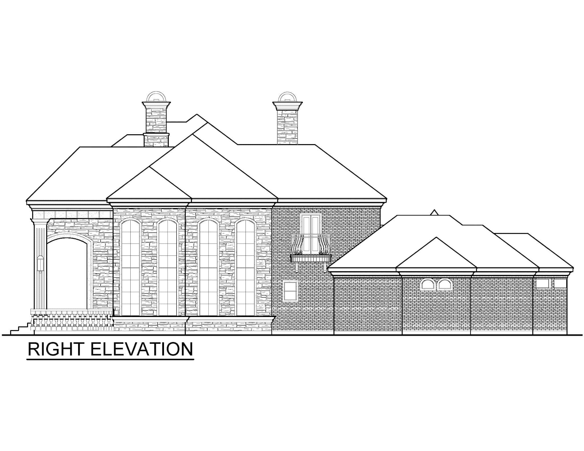 Home Plan Right Elevation of this 5-Bedroom,6242 Sq Ft Plan -195-1336