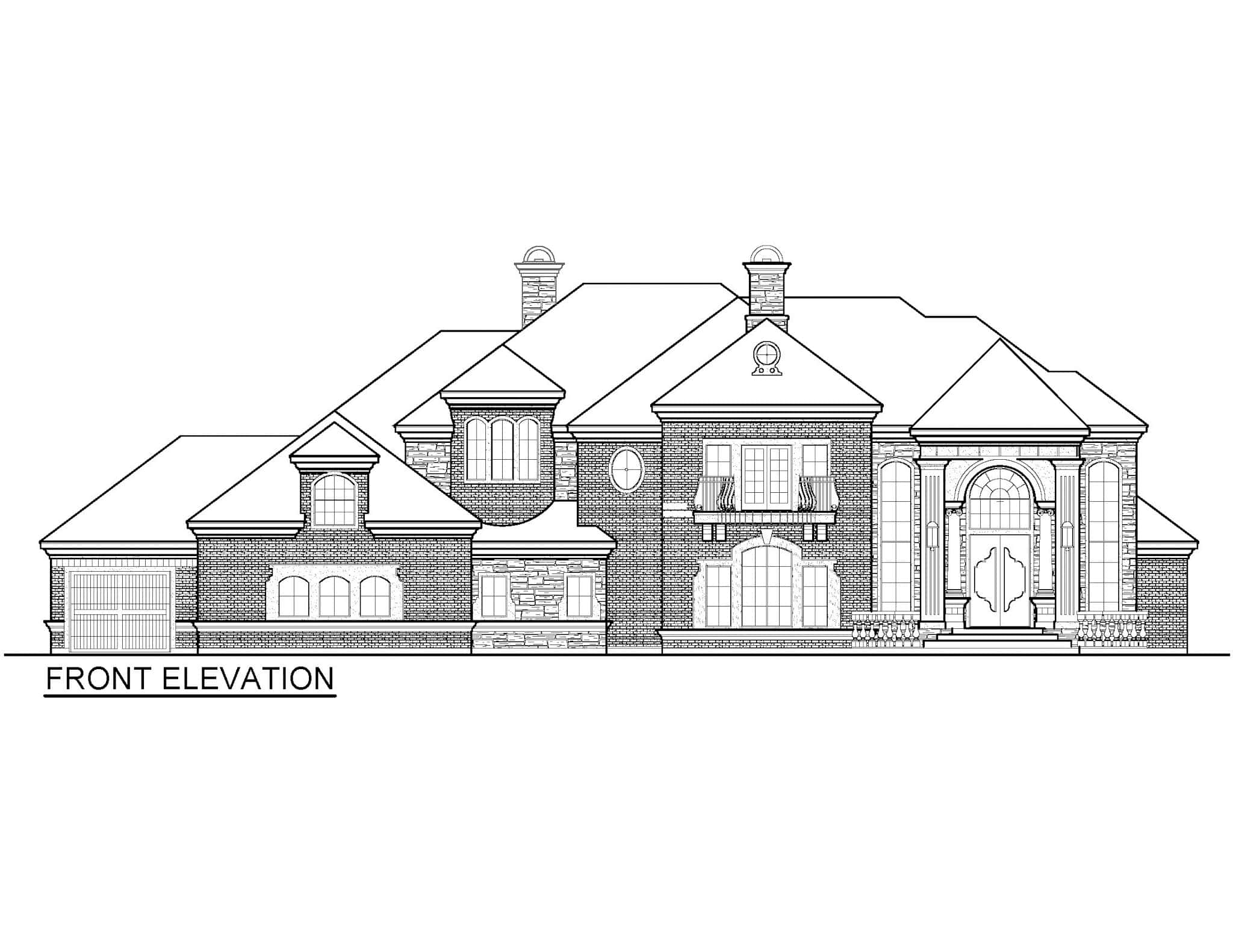 Home Plan Front Elevation of this 5-Bedroom,6242 Sq Ft Plan -195-1336