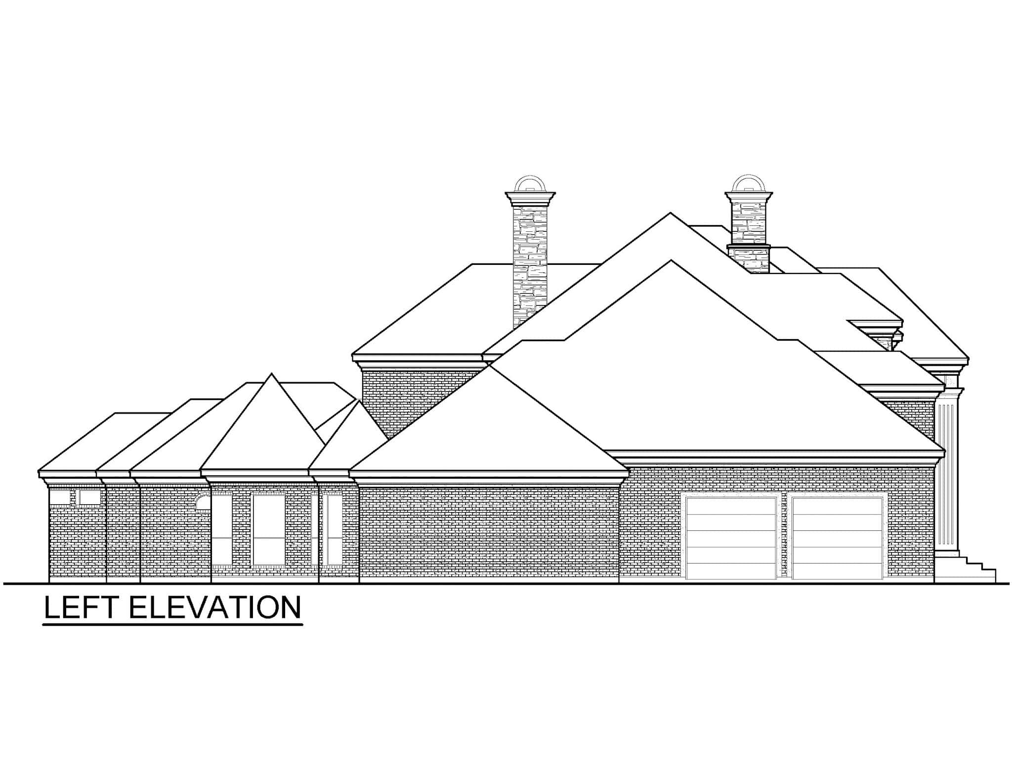 Home Plan Left Elevation of this 5-Bedroom,6242 Sq Ft Plan -195-1336