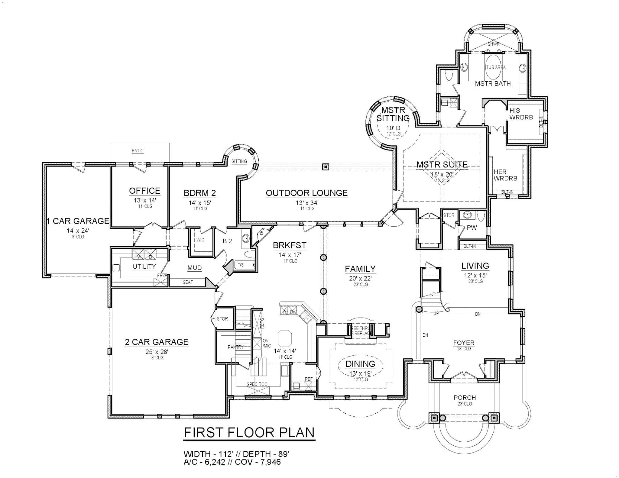 Main Level of Victorian Plan #195-1336