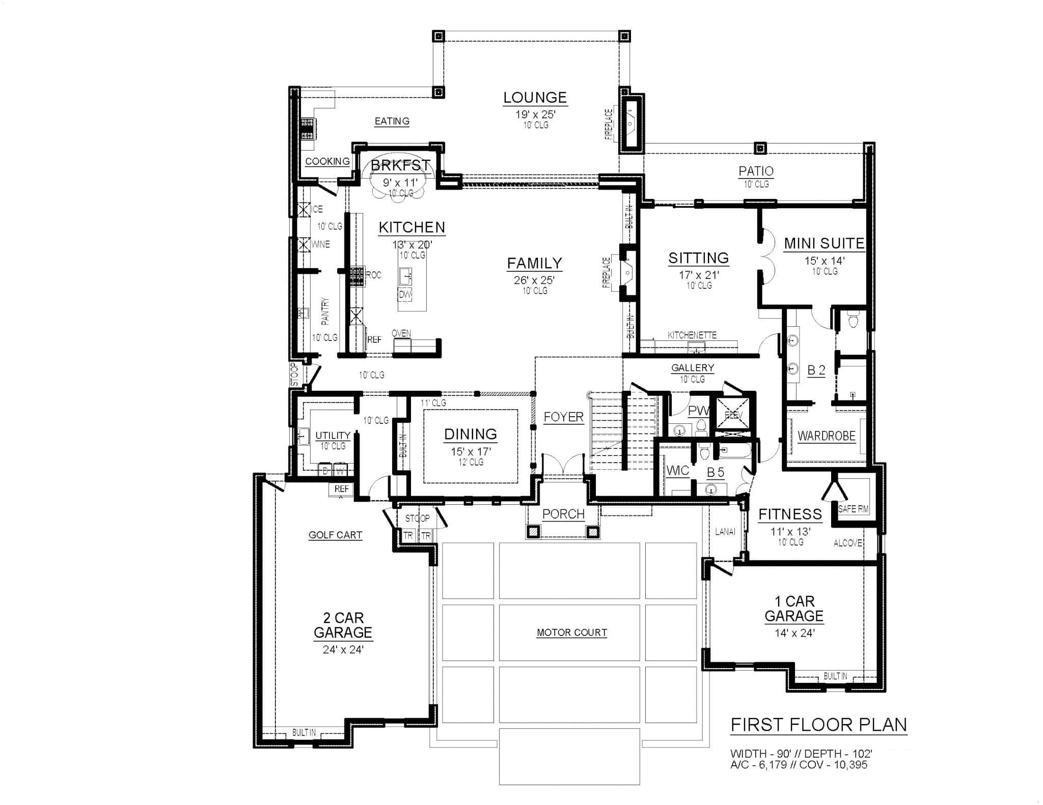 Main Level of Tudor Plan #195-1337