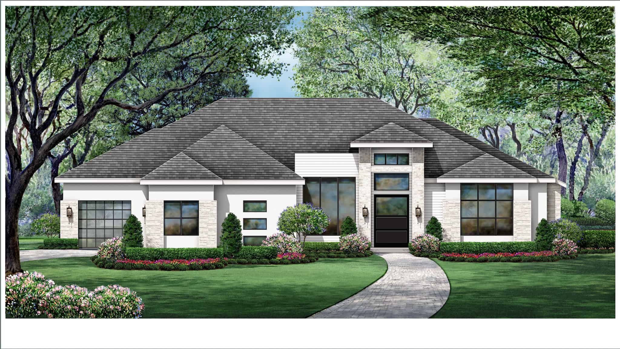 Front elevation of French home (ThePlanCollection: House Plan #195-1338)