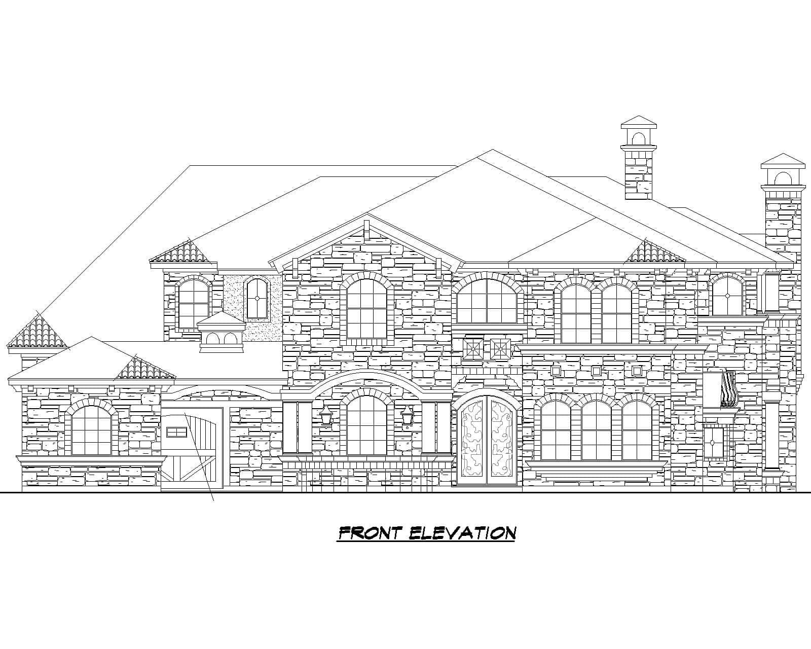 Home Plan Front Elevation of this 4-Bedroom,6093 Sq Ft Plan -195-1339