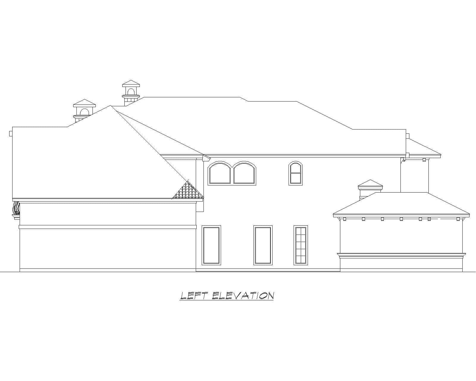Home Plan Left Elevation of this 4-Bedroom,6093 Sq Ft Plan -195-1339