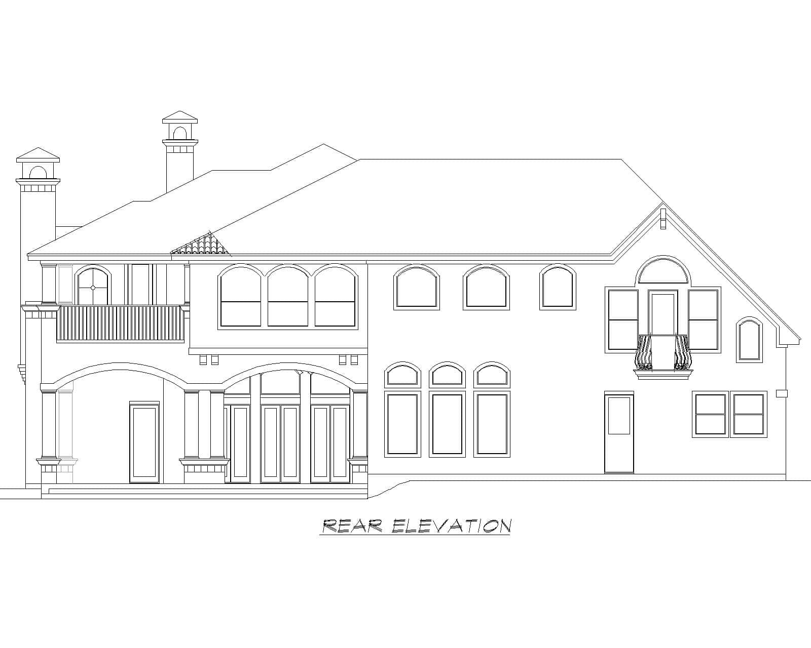 Home Plan Rear Elevation of this 4-Bedroom,6093 Sq Ft Plan -195-1339