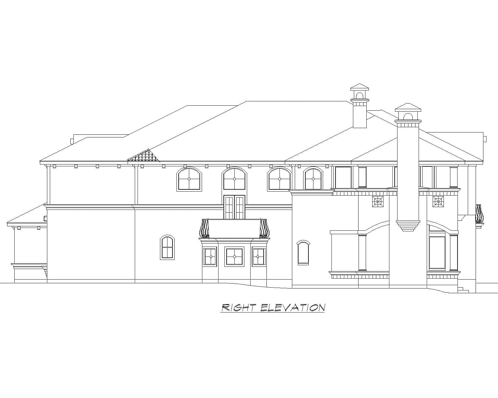 Home Plan Right Elevation of this 4-Bedroom,6093 Sq Ft Plan -195-1339