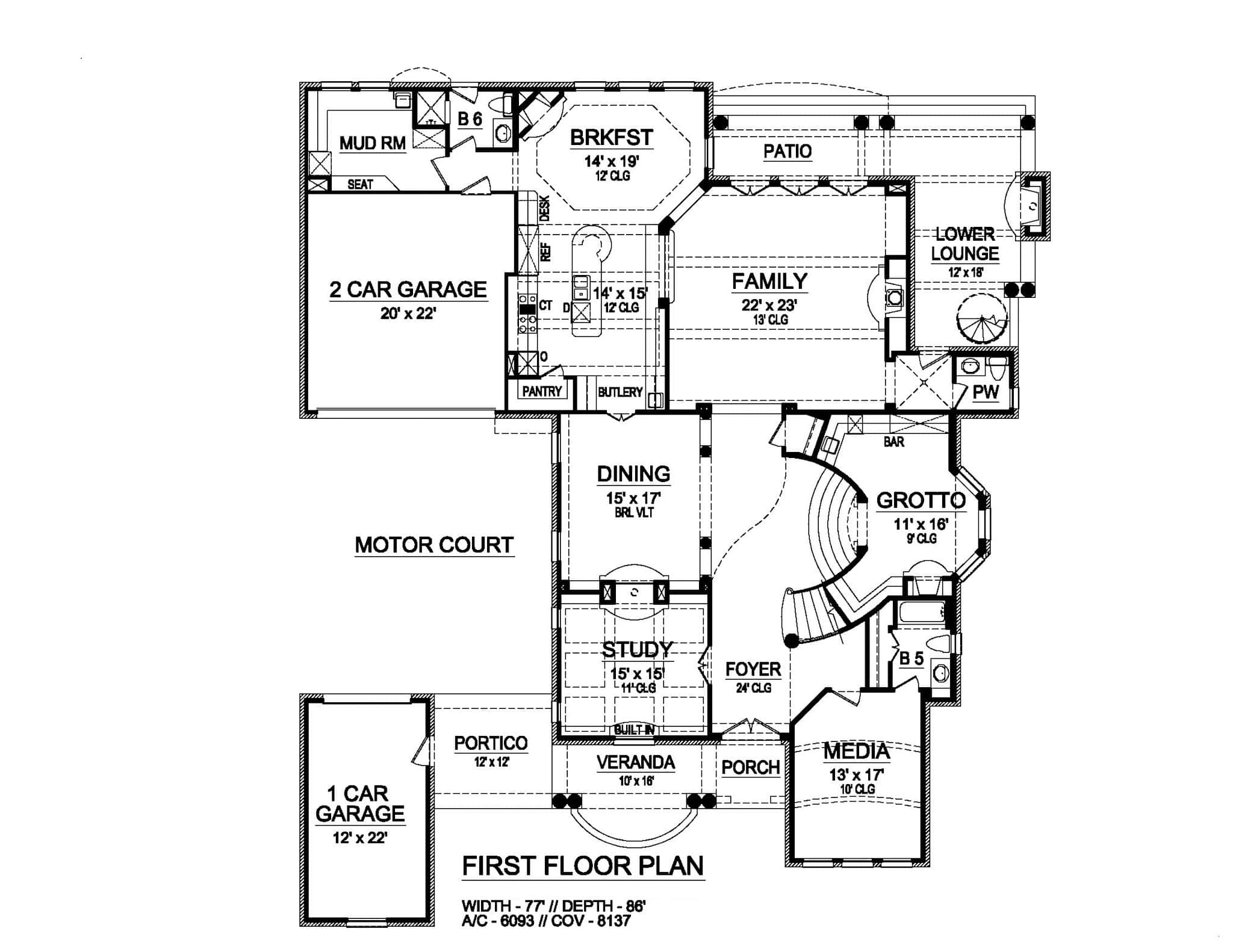 Main Level of Florida Style Plan #195-1339
