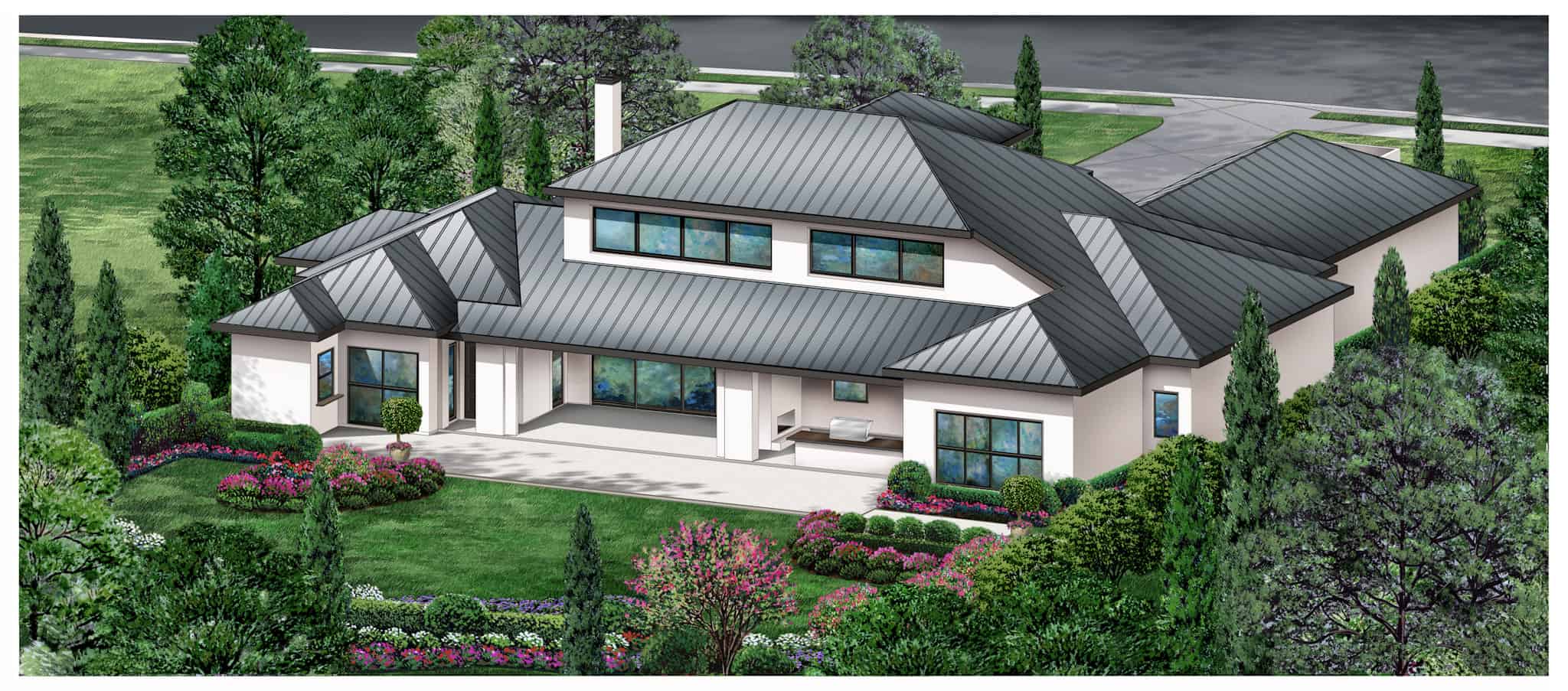 Home Plan Rear Elevation of this 4-Bedroom,4768 Sq Ft Plan -195-1340