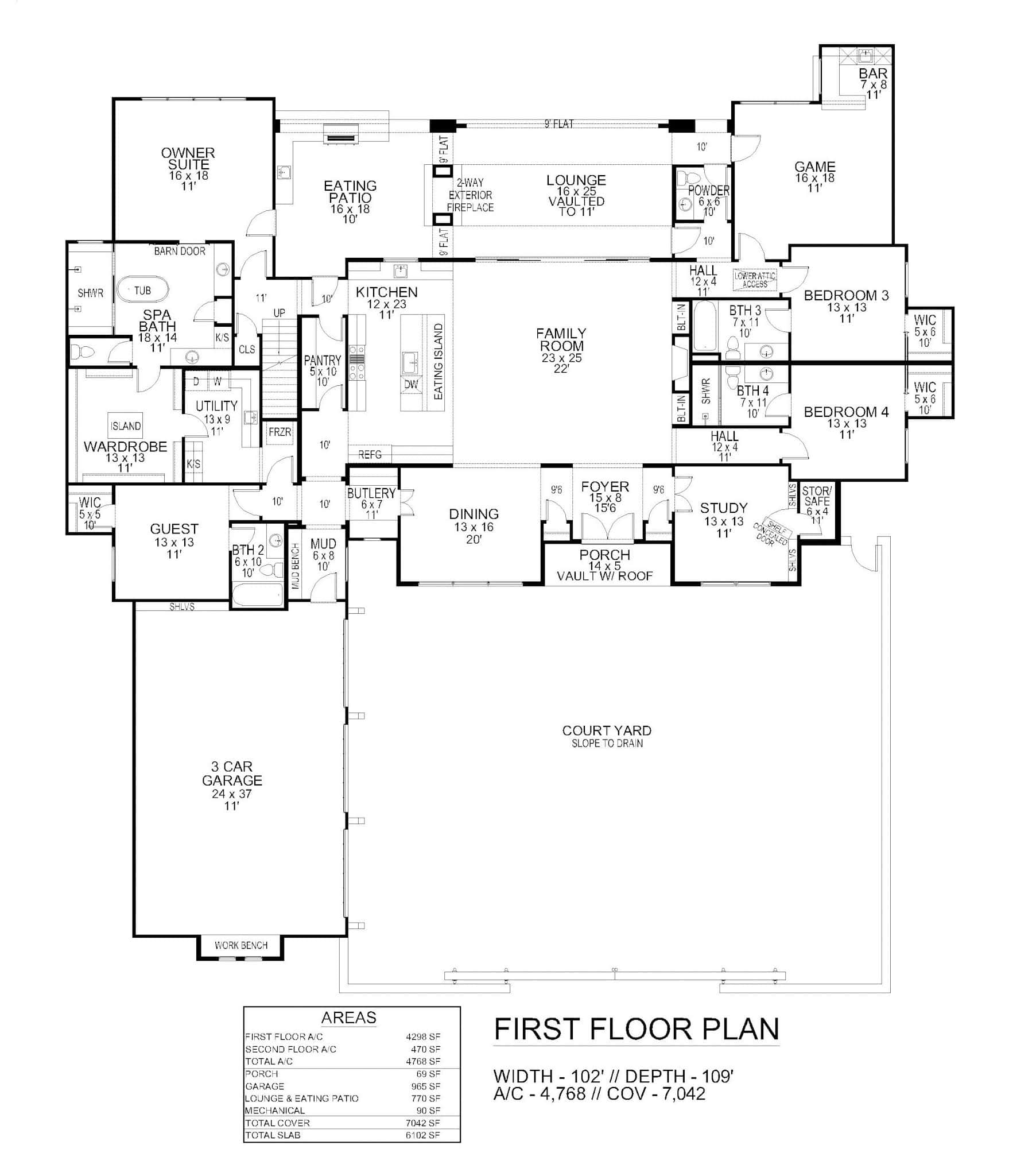 Main Level of Contemporary Plan #195-1340