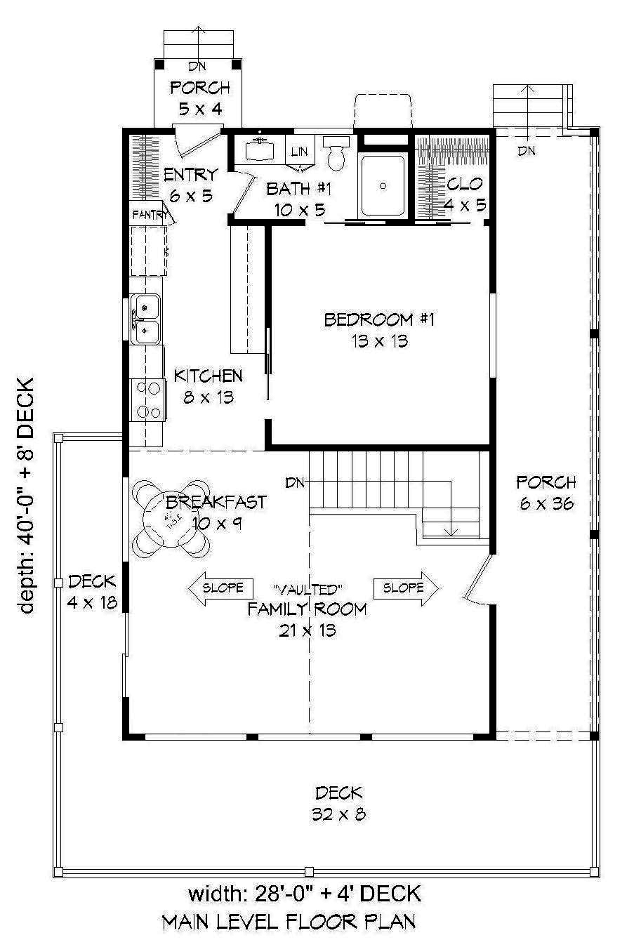Floor Plan First Story of Vacation Homes Plan #196-1000