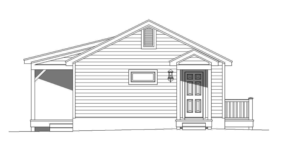 Home Plan Rear Elevation of this 1-Bedroom,765 Sq Ft Plan -196-1001