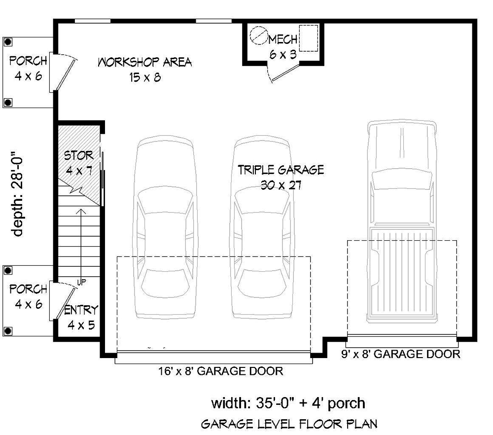 Floor Plan Garage of Garage Plan #196-1002