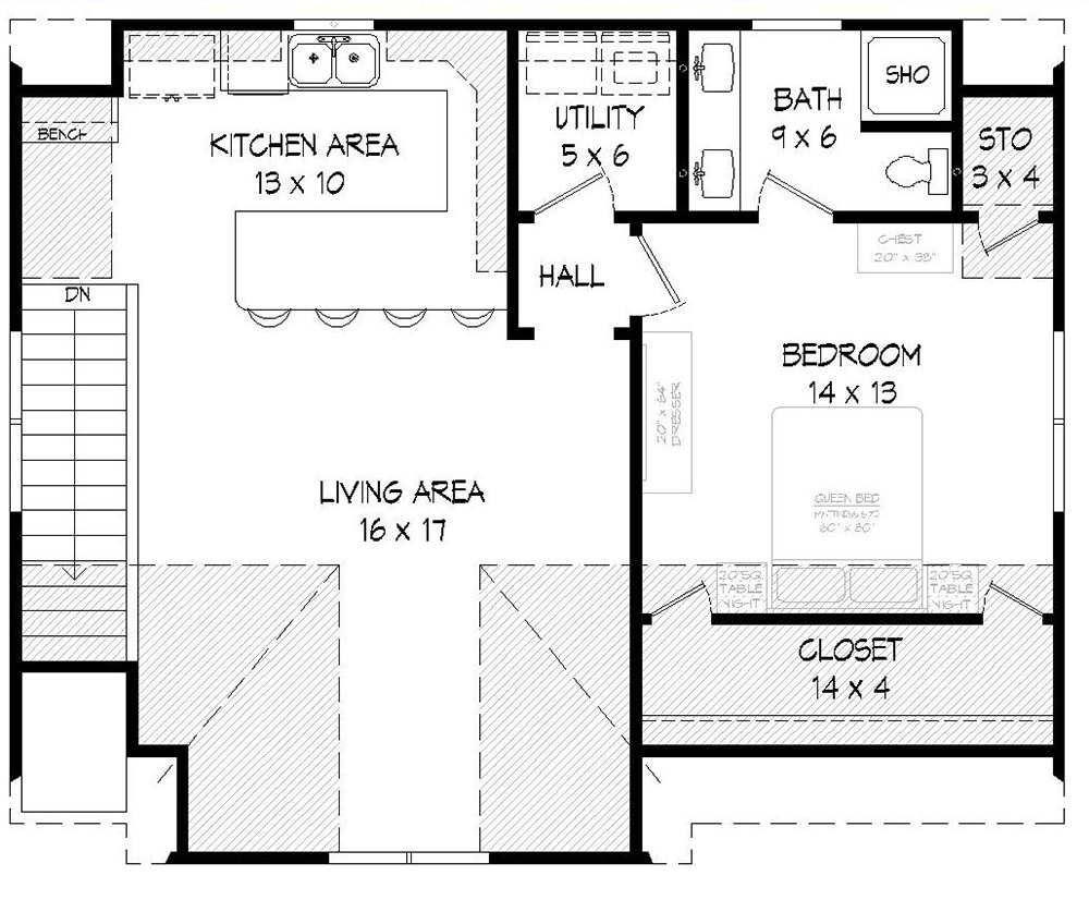 Floor Plan First Story of Garage Plan #196-1002