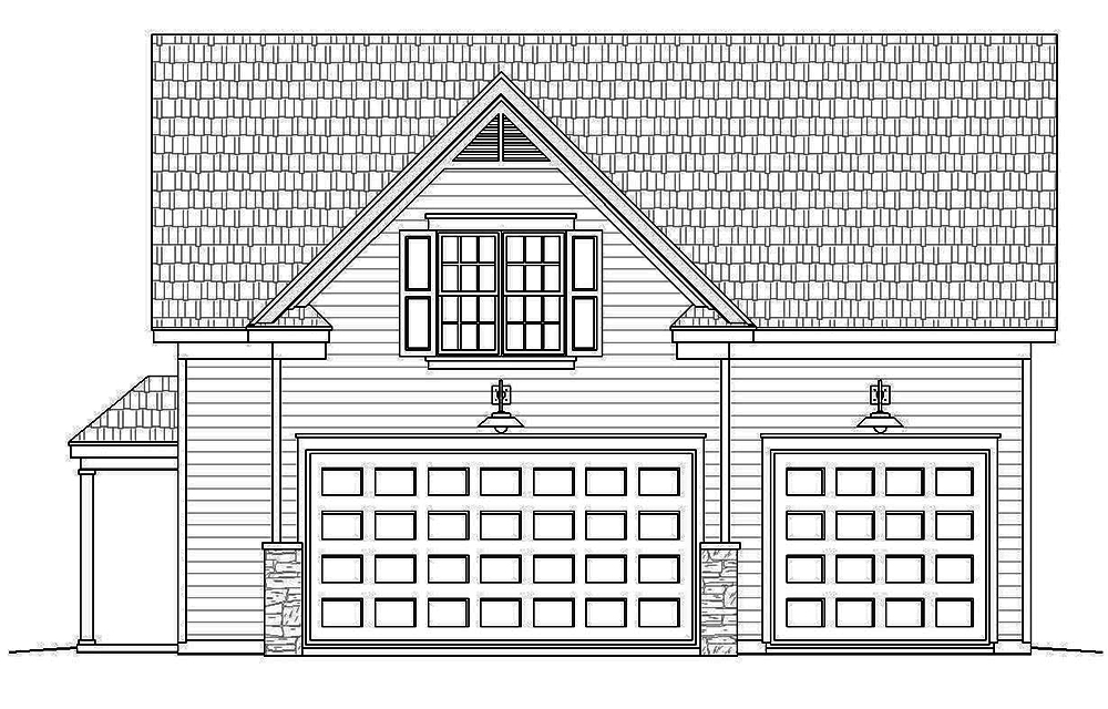 Home Plan Front Elevation of this 1-Bedroom,907 Sq Ft Plan -196-1002