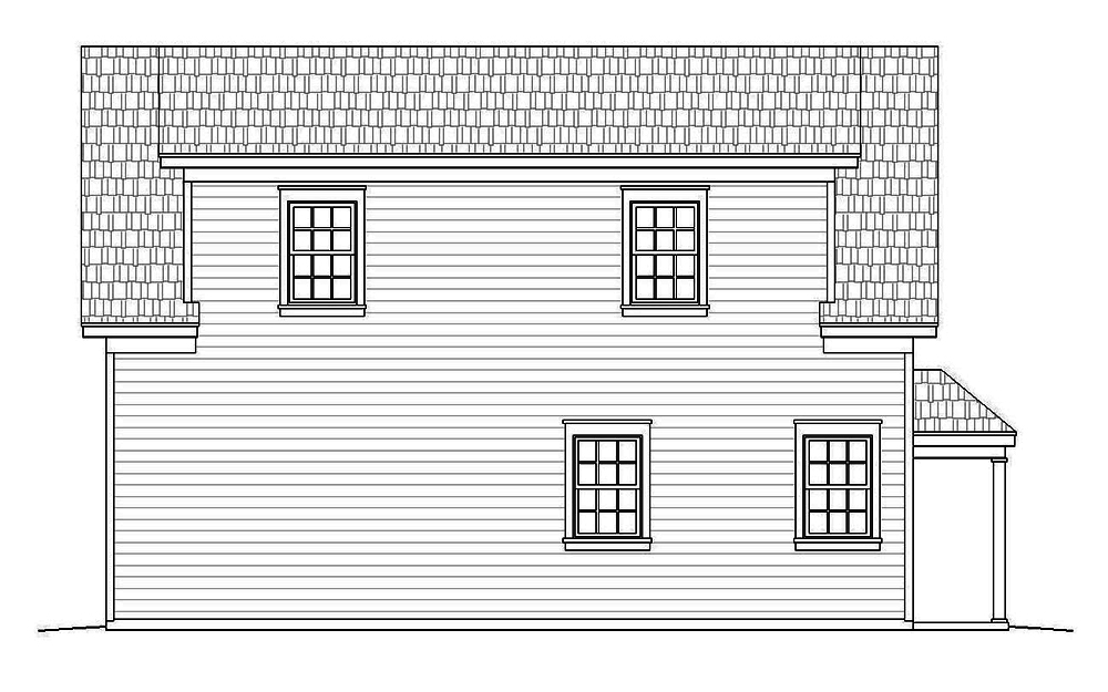 Home Plan Rear Elevation of this 1-Bedroom,907 Sq Ft Plan -196-1002
