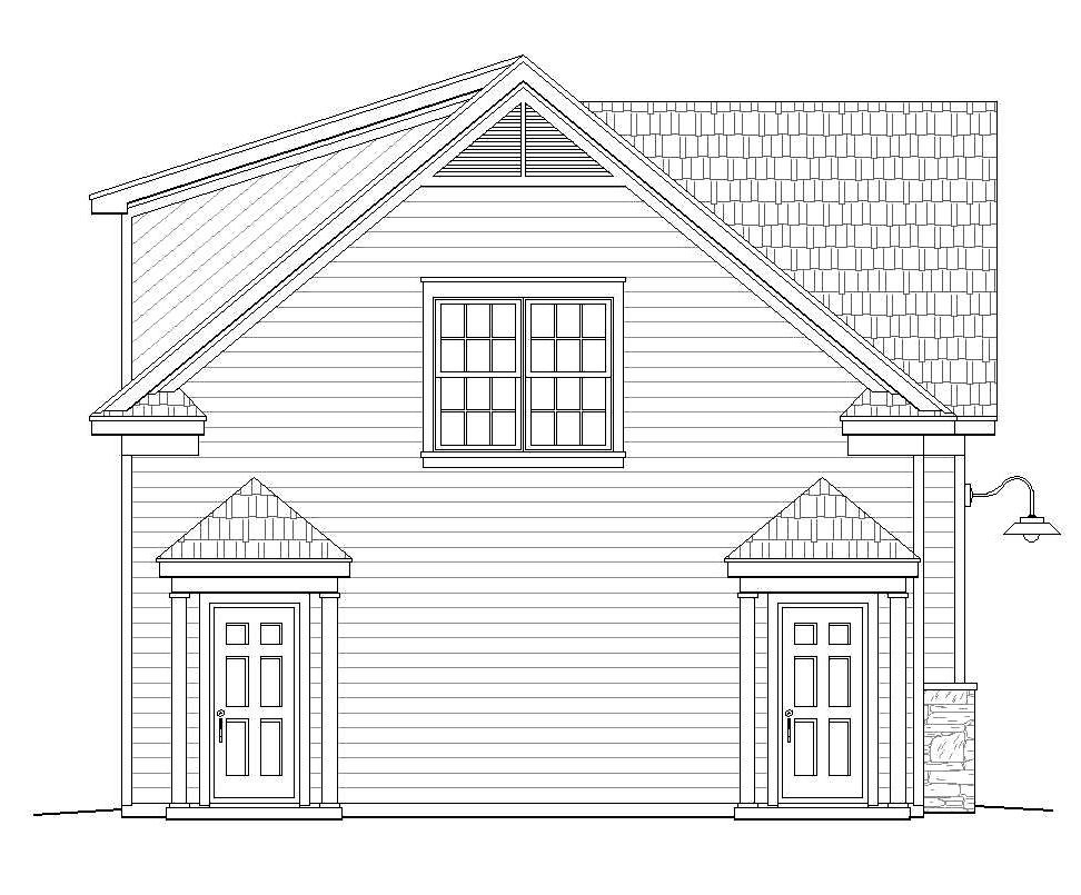 Home Plan Left Elevation of this 1-Bedroom,907 Sq Ft Plan -196-1002