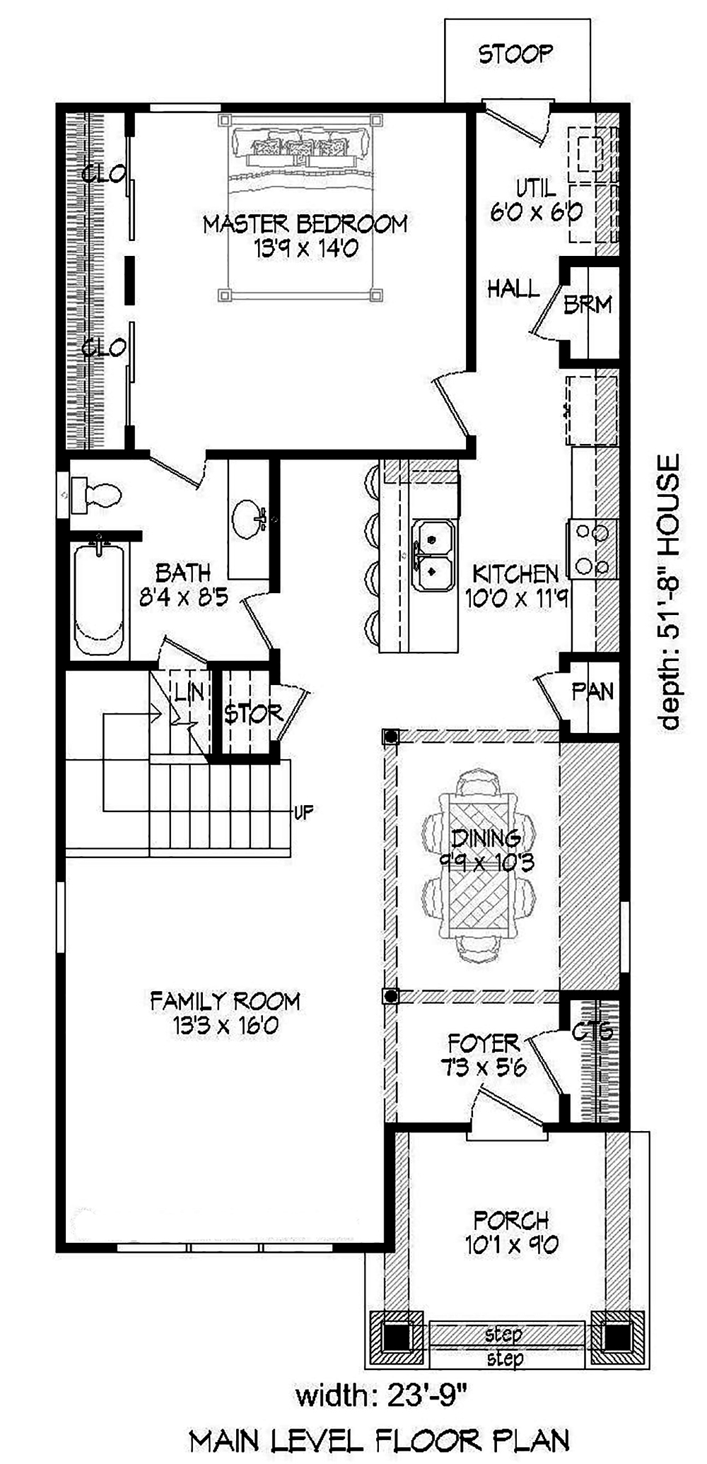 Floor Plan First Story of Cottage Plan #196-1003