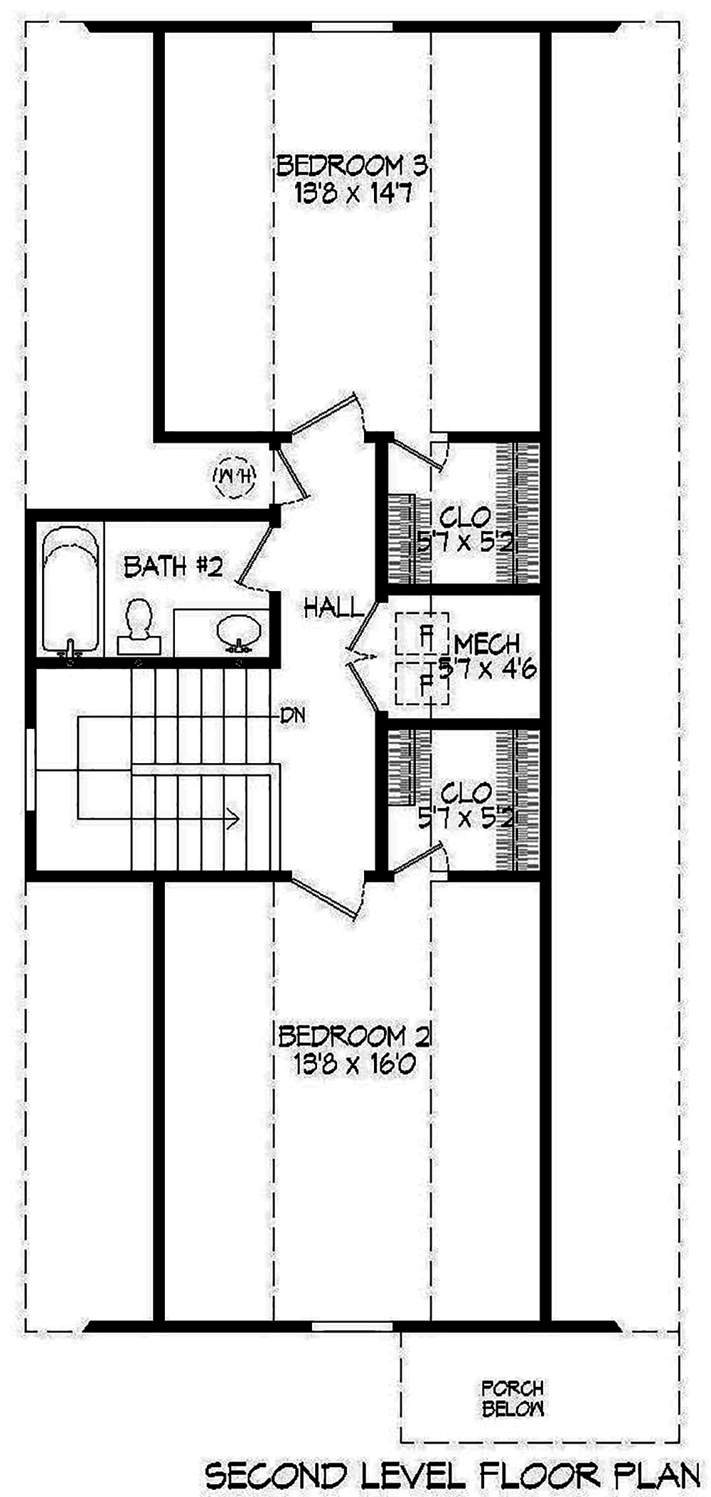 Floor Plan Second Story of Cottage Plan #196-1003