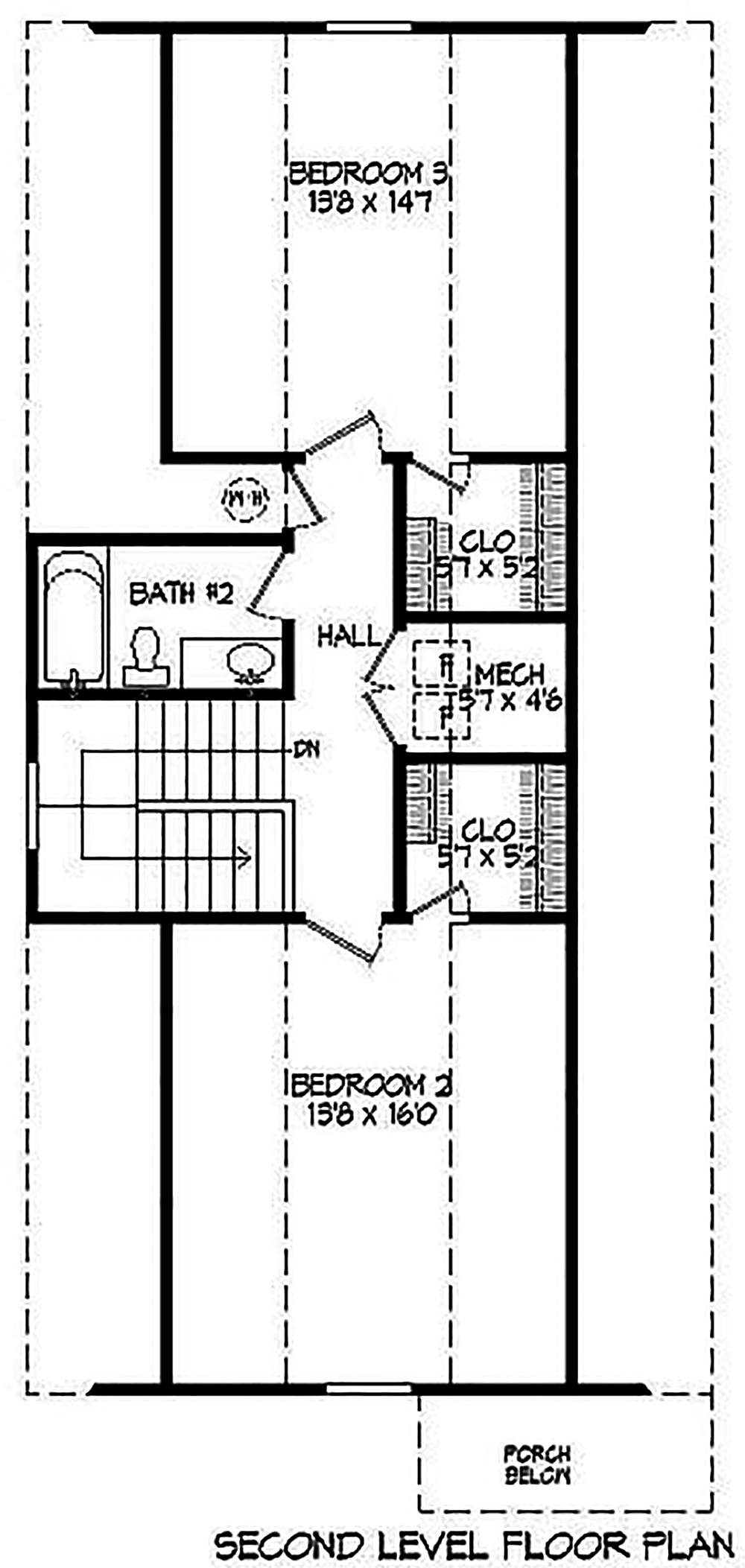 Floor Plan Second Story of Cottage Plan #196-1004