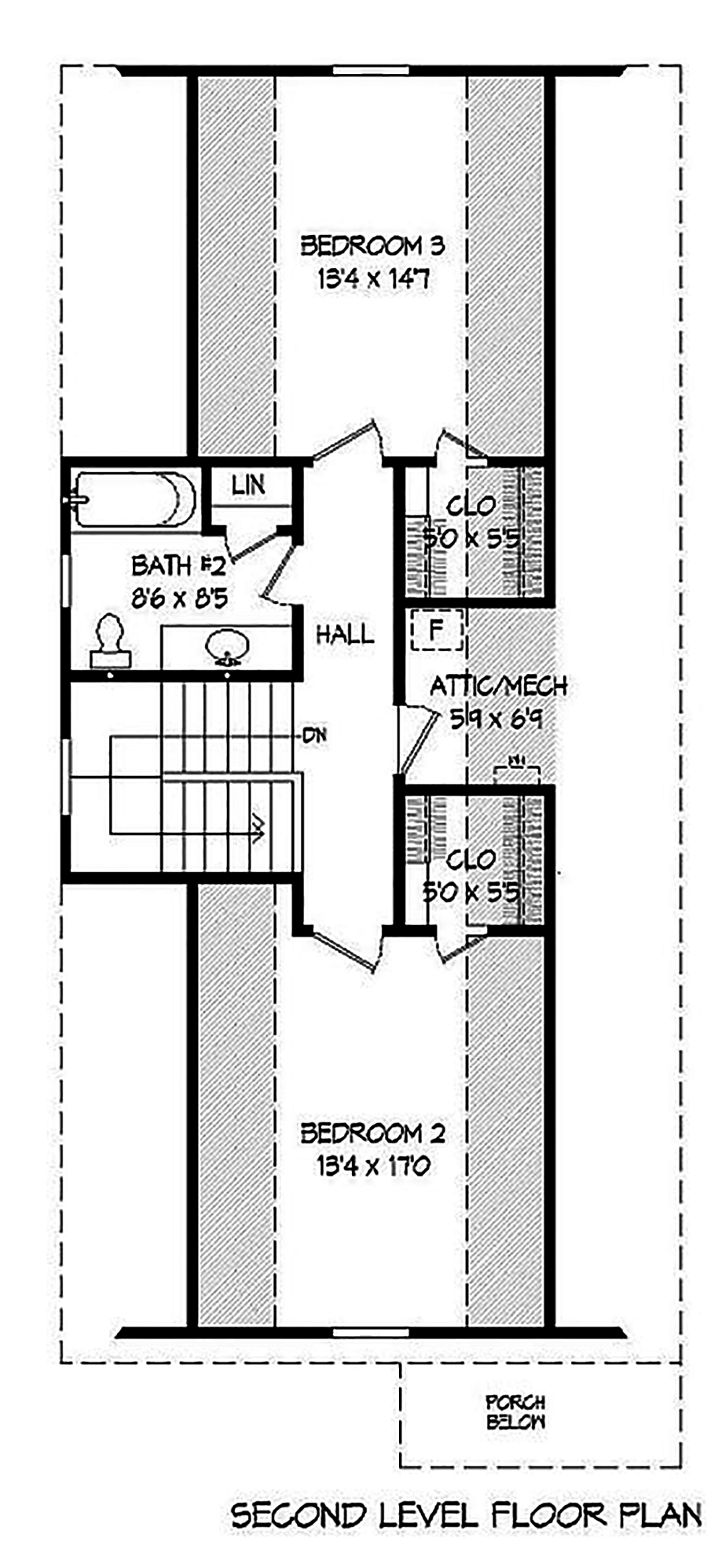 Floor Plan Second Story of Cottage Plan #196-1007