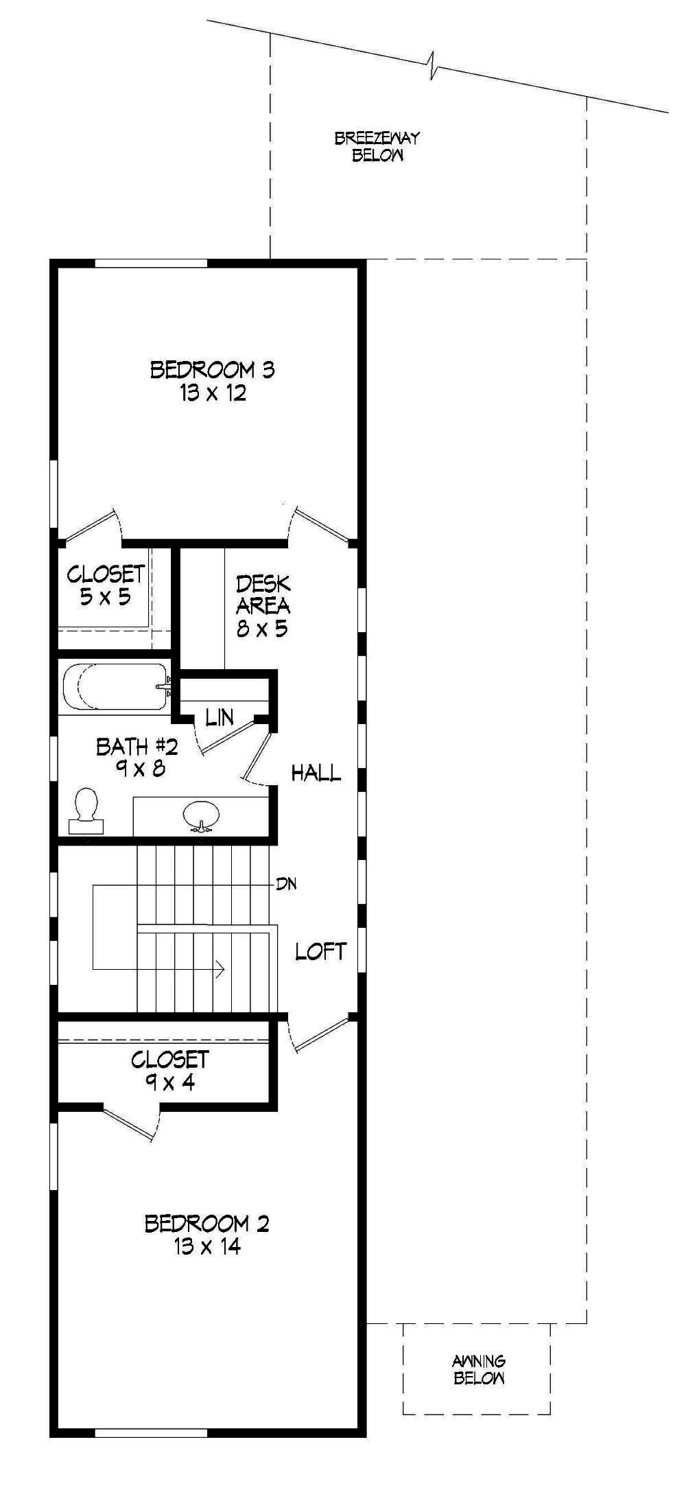 Floor Plan Second Story of Cottage Plan #196-1008