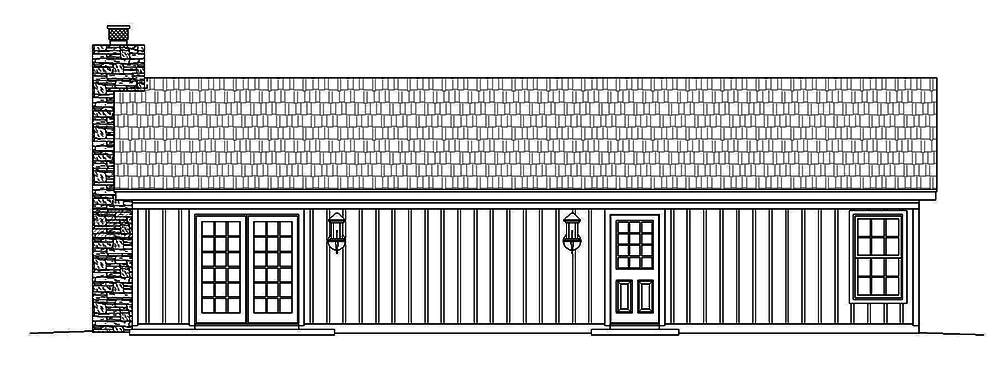 Home Plan Rear Elevation of this 2-Bedroom,1200 Sq Ft Plan -196-1010