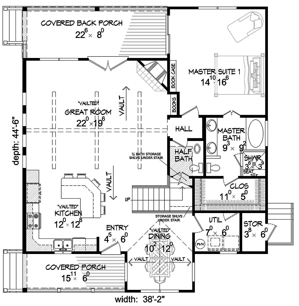 Floor Plan First Story of Country Plan #196-1011