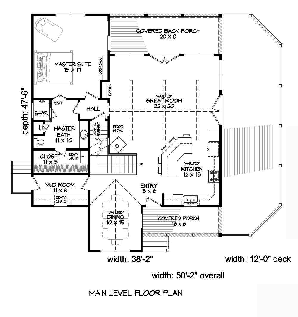 Floor Plan First Story of Craftsman Plan #196-1012