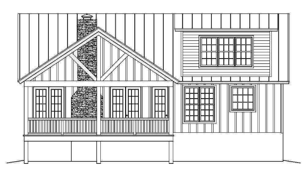 Home Plan Rear Elevation of this 2-Bedroom,2033 Sq Ft Plan -196-1013