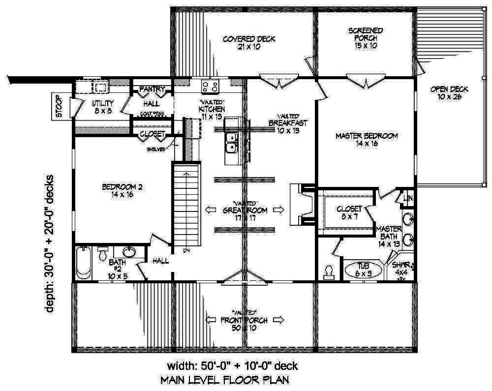 Floor Plan First Story of Craftsman Plan #196-1014
