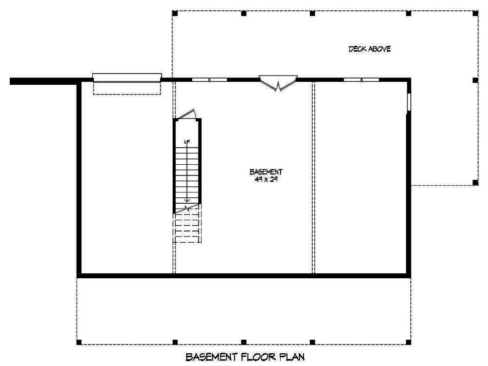 Floor Plan Basement of Craftsman Plan #196-1014