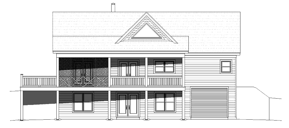Home Plan Rear Elevation of this 2-Bedroom,1500 Sq Ft Plan -196-1014