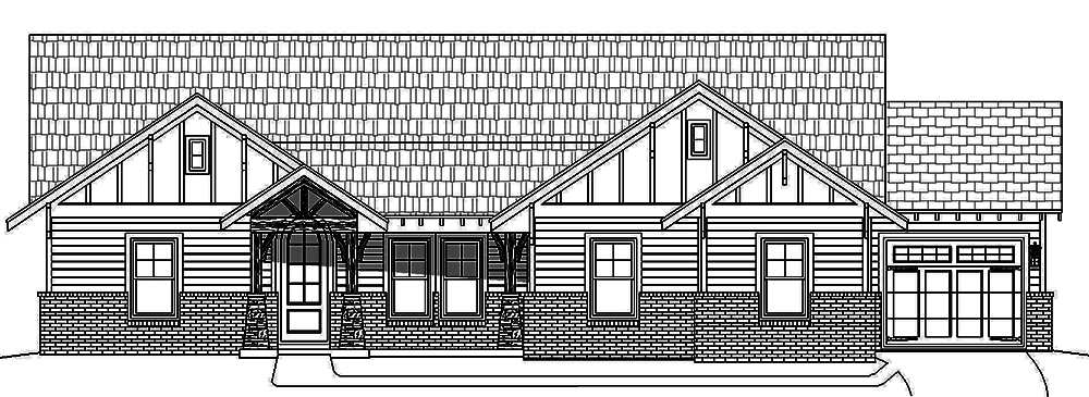 Home Plan Front Elevation of this 3-Bedroom,2100 Sq Ft Plan -196-1017
