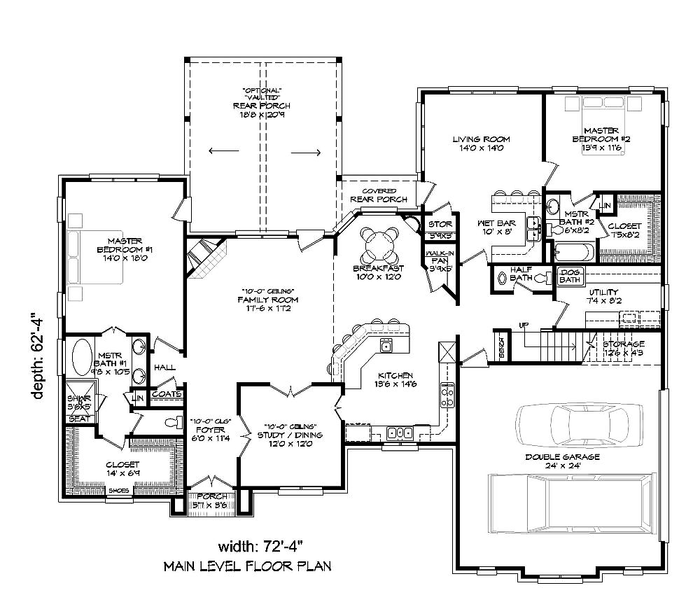 Floor Plan First Story of Tudor Plan #196-1021
