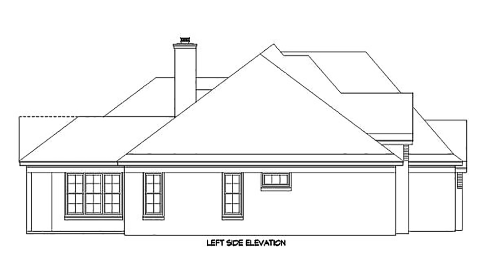 Home Plan Left Elevation of this 4-Bedroom,3500 Sq Ft Plan -196-1021