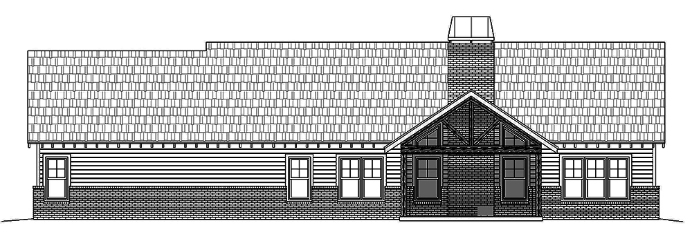 Home Plan Rear Elevation of this 4-Bedroom,2697 Sq Ft Plan -196-1022
