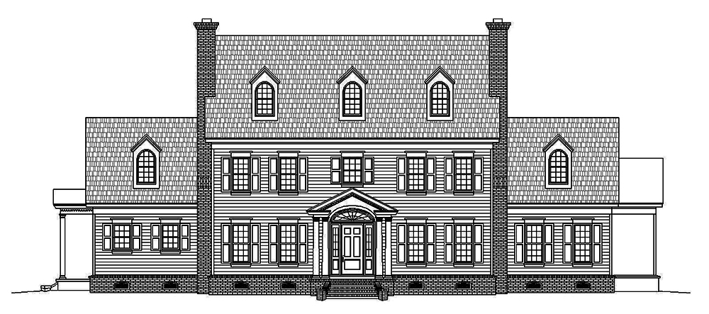Home Plan Front Elevation of this 6-Bedroom,6858 Sq Ft Plan -196-1023