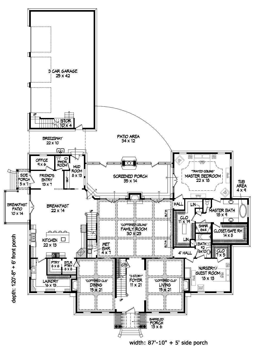 Floor Plan First Story of Georgian Plan #196-1023