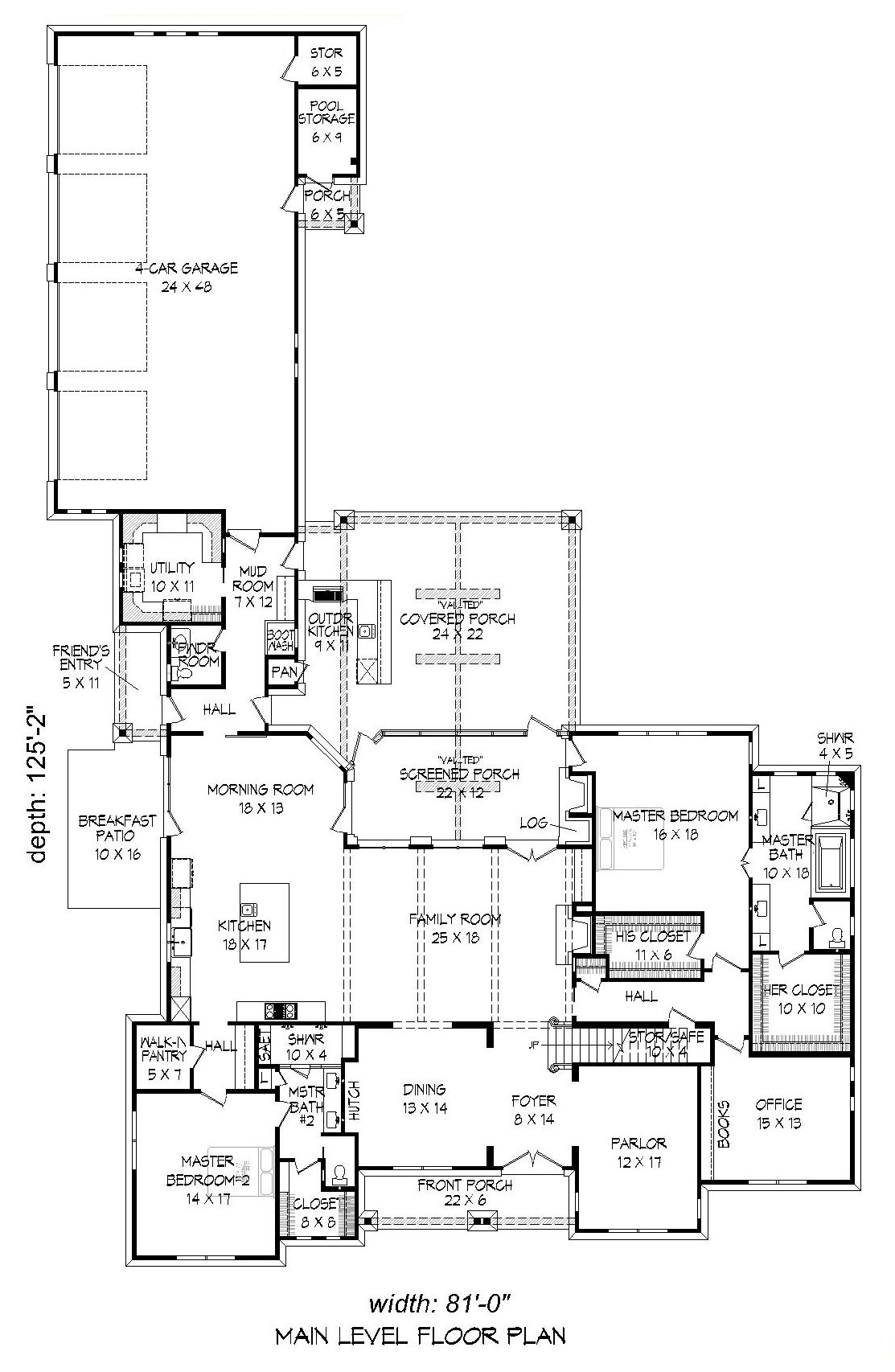 Floor Plan First Story of Luxury Plan #196-1024