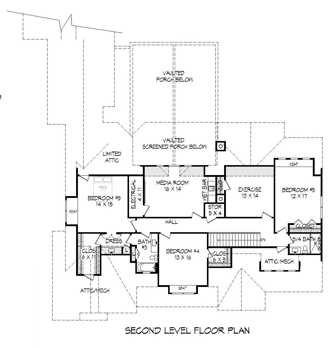 Floor Plan Second Story of Luxury Plan #196-1024